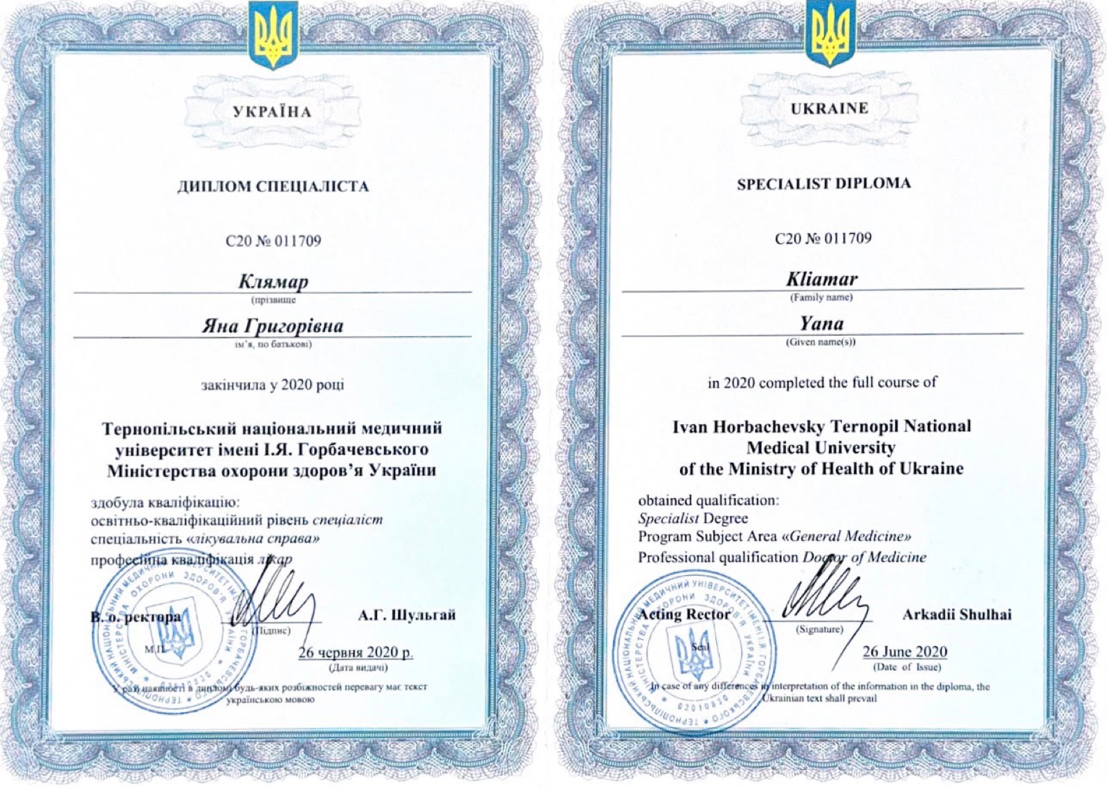 Диплом спеціаліста, лікувальна справа